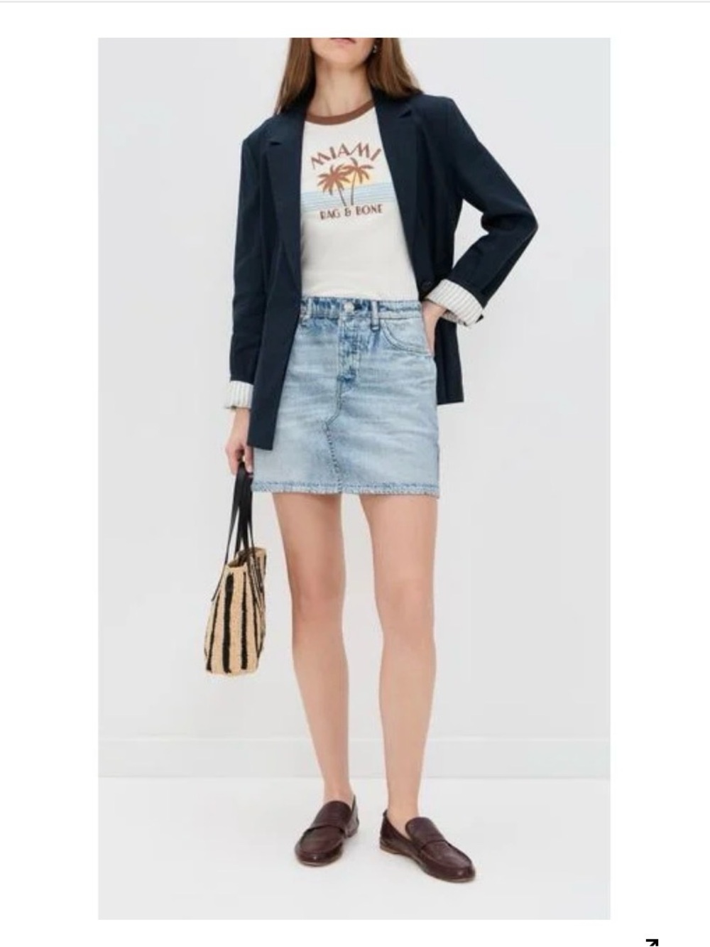 rag & bone Light Blue Denim Mini Skirt